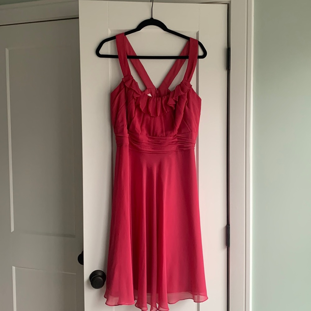 David’s Bridal tea-length hot pink cocktail dress - size 16